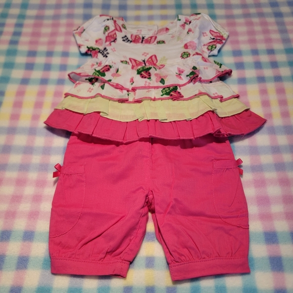 KOALA BABY ♡ 2pc Butterflies 'n LadybBugs Ruffled Top 'n Elastic Pocket Pants NB - Picture 3 of 17